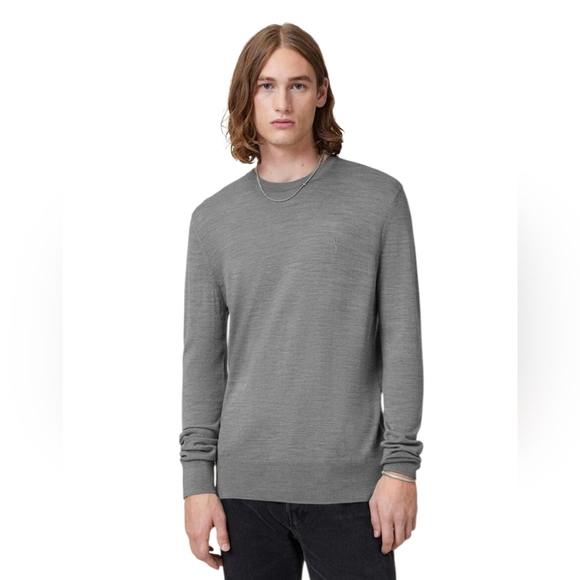All Saints Mode Merino Crew Neck  Ramskull Grey Sweater Size M - Picture 9 of 9